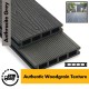 Composite Decking Board  Premium (Authentic Woodgrain Texture) - Anthracite Grey / Black  Wood Grain Effect 3m - Plastic Decking PVC Decking WPC Decking Hollow Garden Exterior Decking Boards 