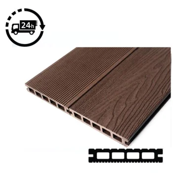Composite Decking Board Eco Teak Brown Wood Grain Effect 3m - Plastic Decking PVC Decking WPC Decking Hollow Garden Exterior Decking Boards