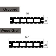 **CLEARANCE** Composite Decking Board Eco - Anthracite Grey / Black Lined / Wood Grain Effect 3m - Plastic Decking PVC Decking WPC Decking Hollow Garden Exterior Decking Boards 