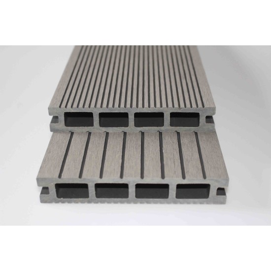 SAMPLE Composite Decking - Grey / Black / Ash / Brown / Anthracite Grey Wood Grain Effect 3m - Plastic Decking PVC Decking WPC Decking Hollow Garden Exterior Decking Boards 