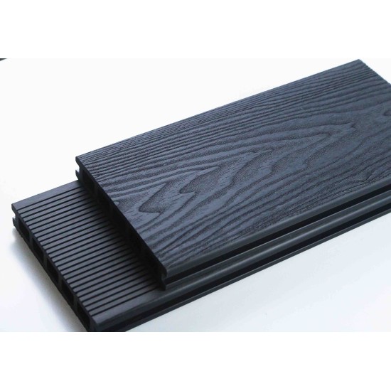 SAMPLE Composite Decking - Grey / Black / Ash / Brown / Anthracite Grey Wood Grain Effect 3m - Plastic Decking PVC Decking WPC Decking Hollow Garden Exterior Decking Boards 