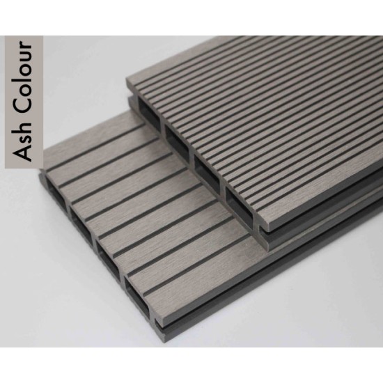 Composite Decking Board  Premium (Authentic Woodgrain Texture) - Anthracite Grey / Black  Wood Grain Effect 3m - Plastic Decking PVC Decking WPC Decking Hollow Garden Exterior Decking Boards 