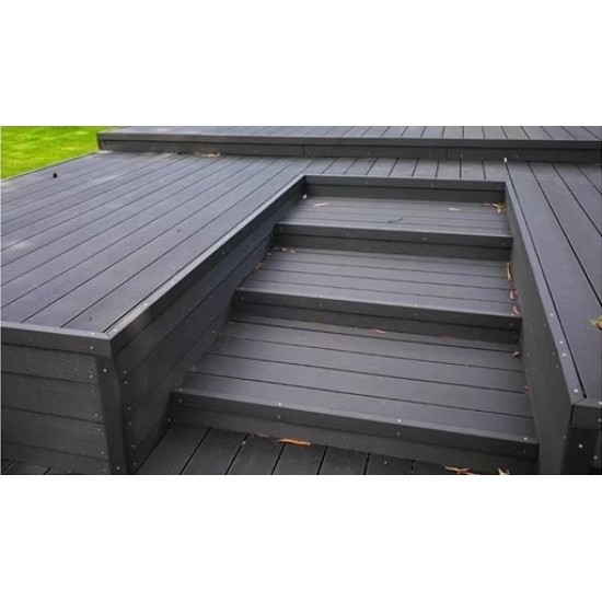 Composite Decking Board  Premium (Authentic Woodgrain Texture) - Anthracite Grey / Black  Wood Grain Effect 3m - Plastic Decking PVC Decking WPC Decking Hollow Garden Exterior Decking Boards 