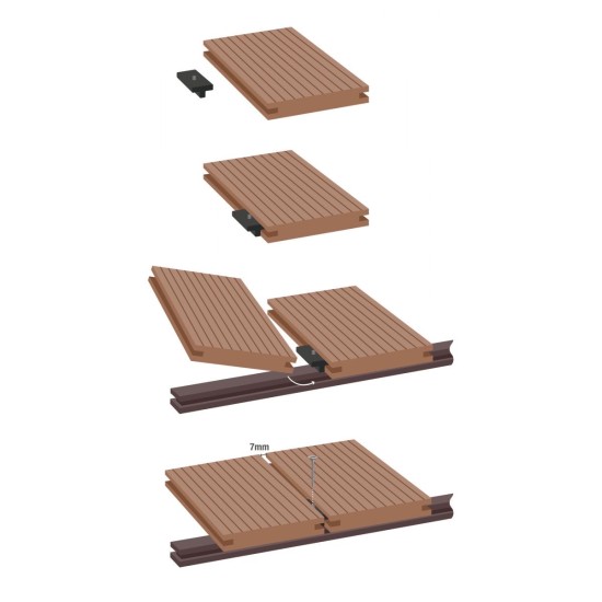 Decking Clips - Intermediate T Clips  - Concealed Hidden Stainless Steel T Clips Fixings (100) for Composite Decking Plastic Decking PVC Decking WPC Decking Board