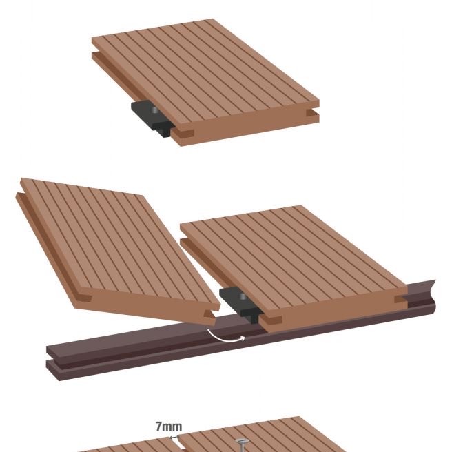 SAMPLE Composite Decking - Grey / Black / Ash / Brown / Anthracite Grey Wood Grain Effect 3m - Plastic Decking PVC Decking WPC Decking Hollow Garden Exterior Decking Boards 