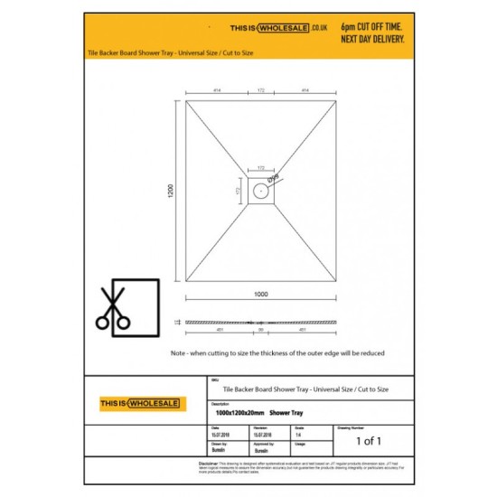 TILE BACKER BOARD SHOWER WET ROOM TRAY Waste Drainage Kit c/w Stainless Steel Polish Grate 