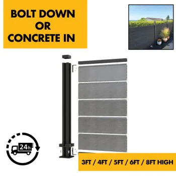 Aluminium Posts for Composite Fencing - 3ft/900mm / 4ft1200mm / 5ft/1500mm / 6ft/1800mm / 8ft/2400mm Black - Fit Above / Below Ground
