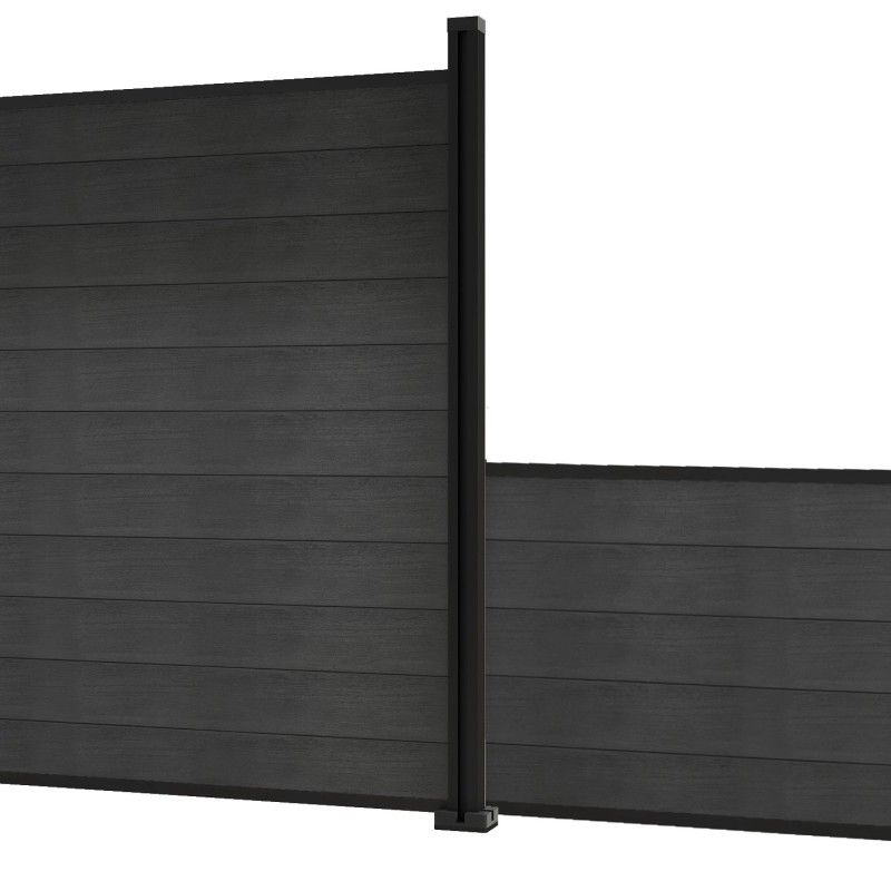 Aluminium Posts for Composite Fencing - 3ft/900mm / 4ft1200mm / 5ft/1500mm / 6ft/1800mm / 8ft/2400mm Black - Fit Above / Below Ground