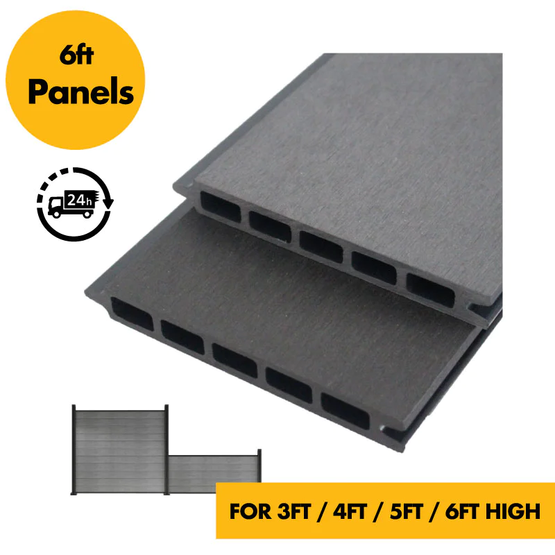 Composite Fence Slats 1800mmm / 6ft - Anthracite / Light Grey - Composite Tonge & Groove Fence Panels Slats