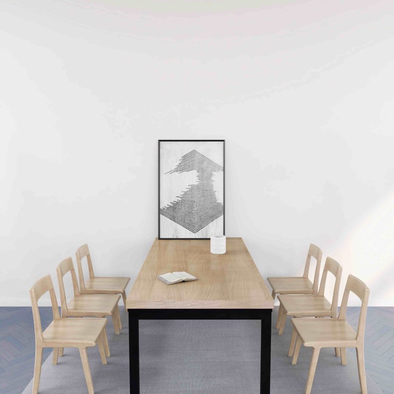 Rustic Industrial Solid Wood Dining Table / Desk / Work Table - Chunky Timber / Steel Legs (Square Legs) - 1.5m (150cm) / 1.8m (180cm) / 2m(200cm) c/w Black Square Box Legs x 2 4-8 Persons - SQUARE EDGE