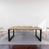 Rustic Industrial Solid Wood Dining Table / Desk / Work Table - Chunky Timber / Steel Legs (Square Legs) - 1.5m (150cm) / 1.8m (180cm) / 2m(200cm) c/w Black Square Box Legs x 2 4-8 Persons - SQUARE EDGE