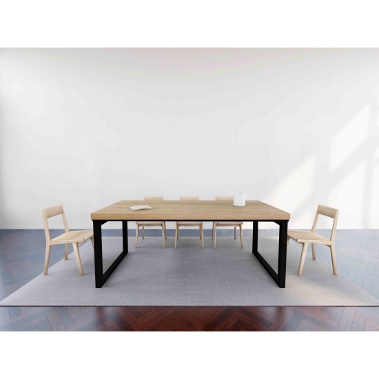 Rustic Industrial Solid Wood Dining Table / Desk / Work Table - Chunky Timber / Steel Legs (Square Legs) - 1.5m (150cm) / 1.8m (180cm) / 2m(200cm) c/w Black Square Box Legs x 2 4-8 Persons - SQUARE EDGE Rustic Industrial Solid Wood Dining Table / Desk / Work Table - Chunky Timber / Steel Legs (Square Legs) - 1.5m (150cm) / 1.8m (180cm) / 2m(200cm) c/w Black Square Box Legs x 2 4-8 Persons - SQUARE EDGE