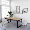 Rustic Industrial Solid Wood Dining Table / Desk / Work Table - Chunky Timber / Steel Legs (Square Legs) - 1.5m (150cm) / 1.8m (180cm) / 2m(200cm) c/w Black Square Box Legs x 2 4-8 Persons - SQUARE EDGE