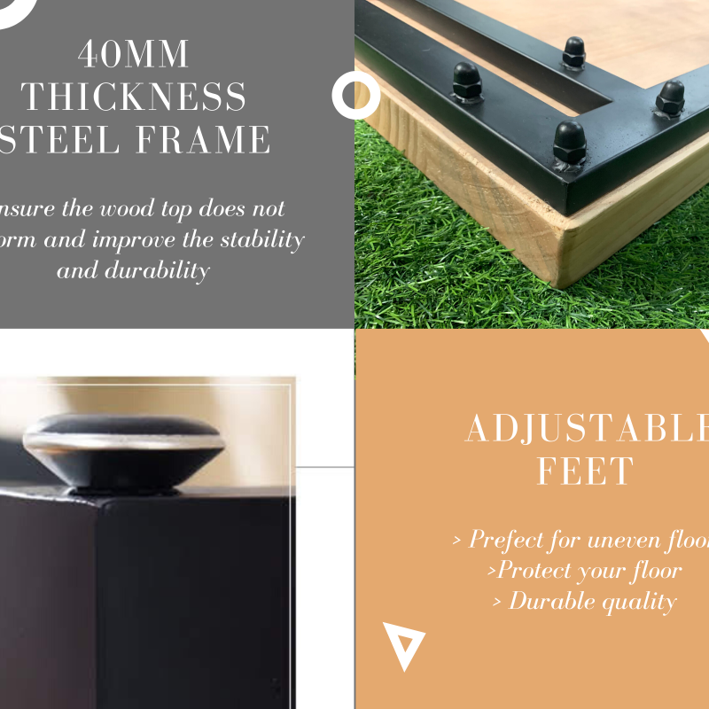 Rustic Industrial Solid Wood Dining Table / Desk / Work Table - Chunky Timber / Steel Legs (Square Box Legs) - 1.5m (150cm) / 1.8m (180cm) / 2m(200cm) c/w silver Square Box Legs x 2 4-8 Persons