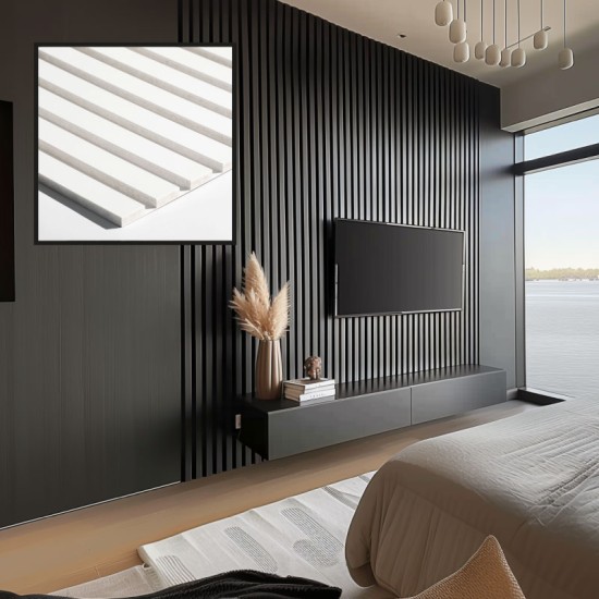 MDF Wall Slat / Strip Panel - MDF Pre-Primed Slatwall panel  / Panelling - Slatted Wall Panels - Paintable 1190mm x  240mm x 18mm 