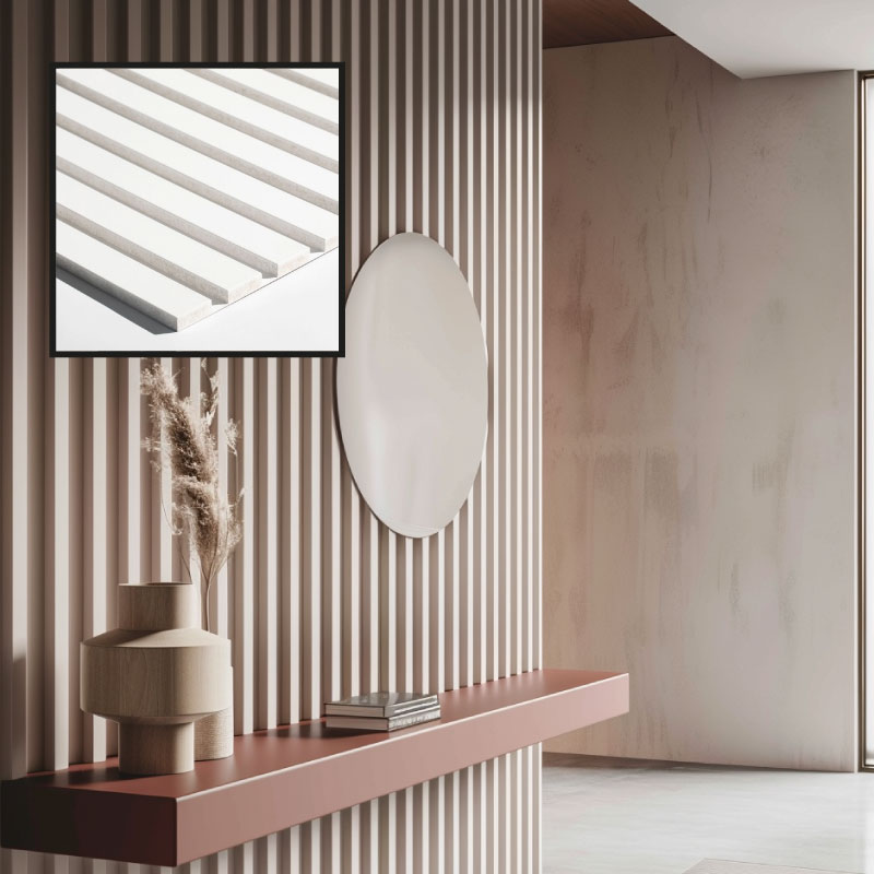 MDF Wall Slat / Strip Panel - MDF Pre-Primed Slatwall panel  / Panelling - Slatted Wall Panels - Paintable 1190mm x  240mm x 18mm 