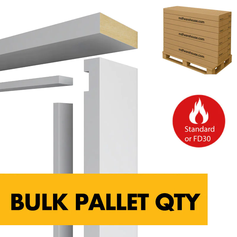 MDF Door Liner BULK TRADE PACK X 10 - Certified FD30 Primed Door Frame Lining Set c/w Optional 10mm Trench/Grooves for Fire Intumescent Door Strips - 30 Minute Fire Rating - MDF White Painted Primed Door Liner MDF Door Liner BULK TRADE PACK X 10 - Certified FD30 Primed Door Frame Lining Set c/w Optional 10mm Trench/Grooves for Fire Intumescent Door Strips - 30 Minute Fire Rating - MDF White Painted Primed Door Liner