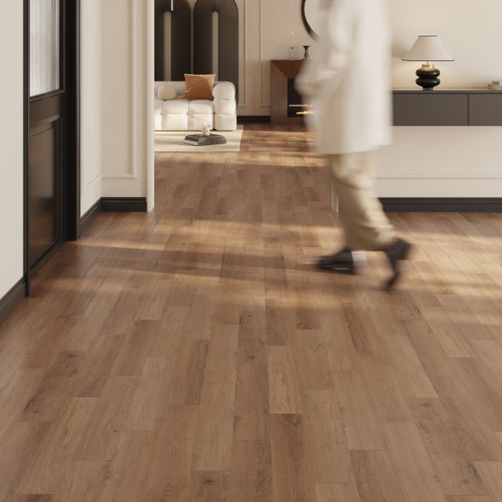 SPC Click Vinyl Tile Flooring (Authentic Oak) Mini Plank with Built in Underlay per Sq M- Click Vinyl Tile Floors for Kitchen,Living Room - LVT Rigid Core Stone Polymer Composite Waterproof Click Tonge & Groove Luxury Vinyl Tile Flooring Authentic Oak