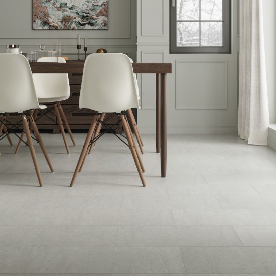 SPC Tile Effect Imitation Click Vinyl Tile Flooring - Concrete Cement Grey per Sq M- Click Vinyl Tile Floors for Kitchen,Living Room - LVT Rigid Core Stone Polymer Composite Waterproof Click Tonge & Groove Luxury Vinyl Tile Flooring 