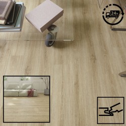 **SAMPLE ONLY** SPC Click Vinyl Tile Flooring (Light Oak) with Built in Underlay - Click Vinyl Tile Floors for Kitchen, Living Room - LVT Rigid Core Stone Polymer Composite Waterproof Click Tonge & Groove Luxury Vinyl Tile Flooring Light Oak