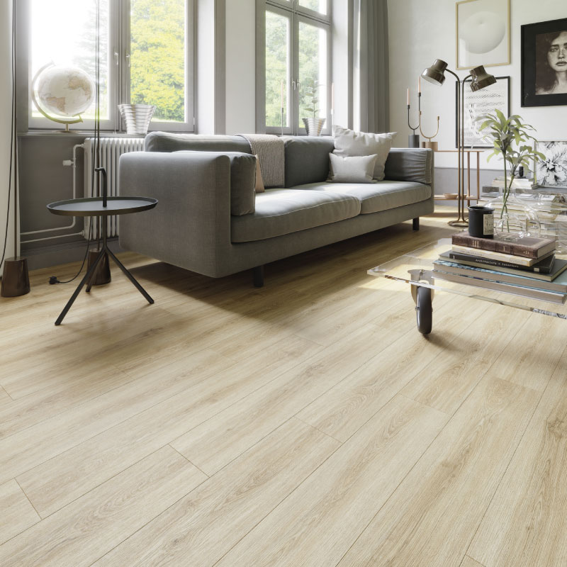 SPC Click Vinyl Tile Flooring (Light Oak) with Built in Underlay per Sq M- Click Vinyl Tile Floors for Kitchen, Bathroom,  Living Room - LVT Rigid Core Stone Polymer Composite Waterproof Click Tonge & Groove Luxury Vinyl Tile Flooring Light Oak