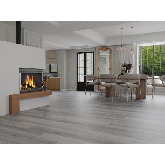 SPC Click Vinyl Tile Flooring (Grey Oak) with Built in Underlay per Sq M- Click Vinyl Tile Floors for Kitchen, Bathroom,  Living Room - LVT Rigid Core Stone Polymer Composite Waterproof Click Tonge & Groove Luxury Vinyl Tile Flooring Grey Oak