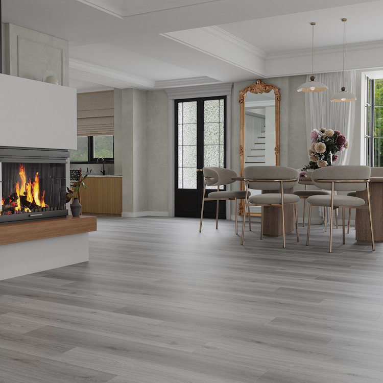 SPC Click Vinyl Tile Flooring (Grey Oak) with Built in Underlay per Sq M- Click Vinyl Tile Floors for Kitchen, Bathroom,  Living Room - LVT Rigid Core Stone Polymer Composite Waterproof Click Tonge & Groove Luxury Vinyl Tile Flooring Grey Oak