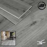 SPC Click Vinyl Tile Flooring (Grey Oak) with Built in Underlay per Sq M- Click Vinyl Tile Floors for Kitchen, Bathroom,  Living Room - LVT Rigid Core Stone Polymer Composite Waterproof Click Tonge & Groove Luxury Vinyl Tile Flooring Grey Oak