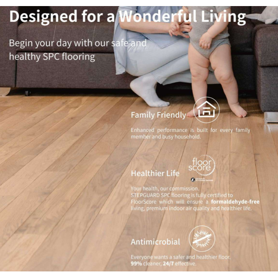 SPC Herringbone Click Flooring (Natural Oak) 5mm + 1mm Underlay Layer  Sold per Sq M - Vinyl Tile - Rigid Core Stone Polymer Composite Waterproof Click Tonge & Groove Luxury Vinyl Tile Flooring Oak