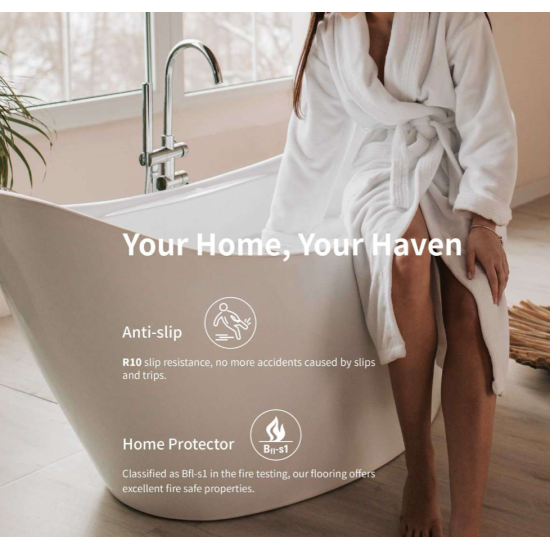 SPC Herringbone Click Flooring (Natural Oak) 5mm + 1mm Underlay Layer  Sold per Sq M - Vinyl Tile - Rigid Core Stone Polymer Composite Waterproof Click Tonge & Groove Luxury Vinyl Tile Flooring Oak