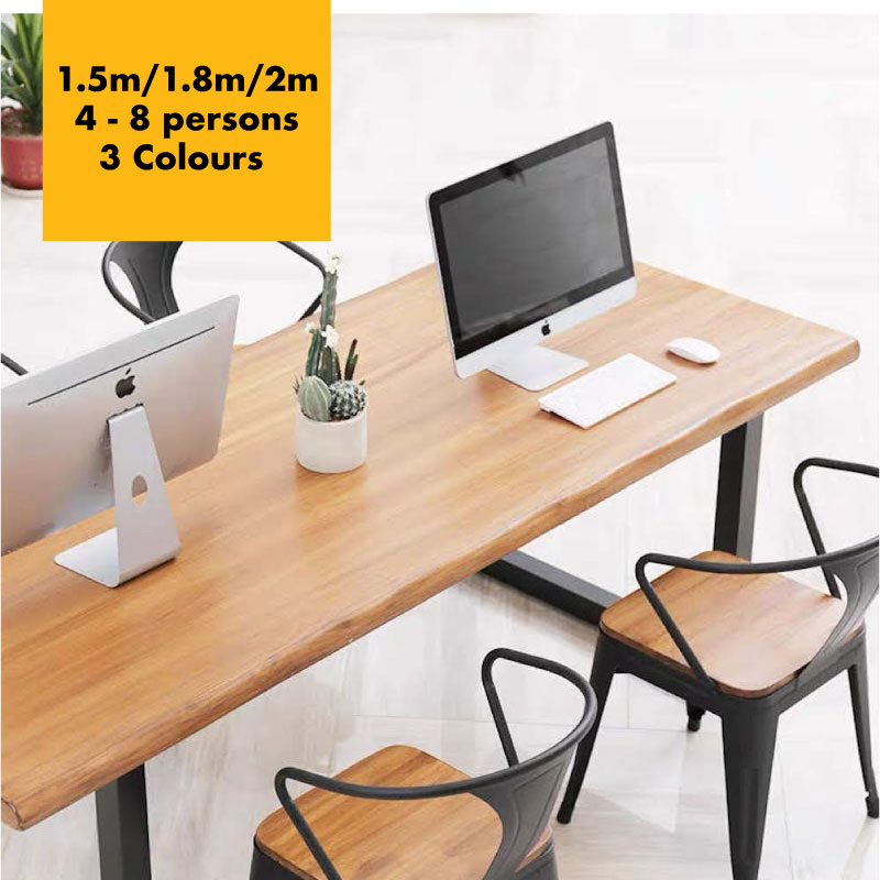 Rustic Industrial Solid Wood Dining Table / Desk / Work Table - Chunky Timber / Steel Legs (Square Legs) - 1.5m (150cm) / 1.8m (180cm) / 2m(200cm) c/w Black Square Box Legs x 2 4-8 Persons - WAVEY LIVE EDGE Rustic Industrial Solid Wood Dining Table / Desk / Work Table - Chunky Timber / Steel Legs (Square Legs) - 1.5m (150cm) / 1.8m (180cm) / 2m(200cm) c/w Black Square Box Legs x 2 4-8 Persons - WAVEY LIVE EDGE