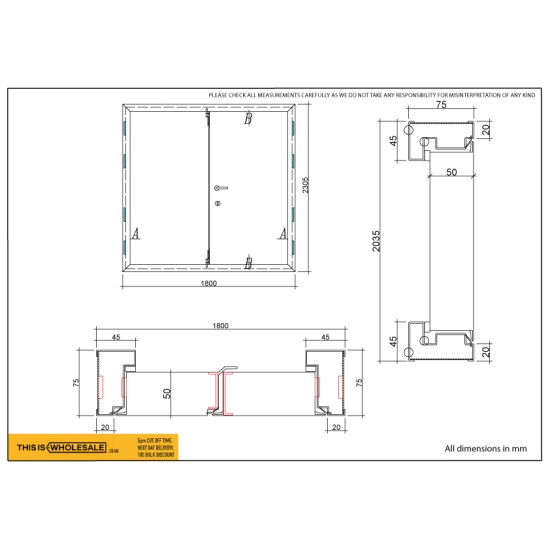 Double Steel Security Personnel Pedestrian Door - Industrial Grade Exterior Outdoor Security Door - 1800mm w x 2035mm h