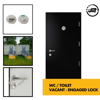 WC Toilet & Bathroom Vacant / Engaged Steel External Door - Ideal for shopping container & modular toilet blocks