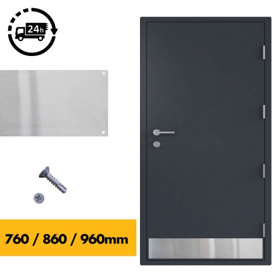 Door Kick Plate - Satin Stainless Steel Kick Plate 150mm Pre-drilled c/w Screws - 760mm / 860mm / 960mm Door Kick Plate - Satin Stainless Steel Kick Plate 150mm Pre-drilled c/w Screws - 760mm / 860mm / 960mm