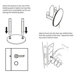 Door Blanking Plate c/w 2 x Screws - for blanking off existing holes on the single point locking steel security door 