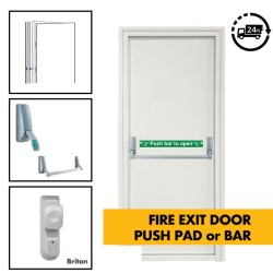 Fire Exit / Emergency Exit Door - Panic Push Pad + Optional Outside Access Device - Personnel  Steel Fire Exit Door 