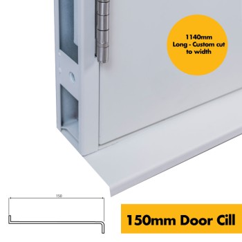 Cill/Sill for Steel Security Door (Cill Plate) - 150mm Depth x 2mm High - 1140mm Length custom Cut to Width - Powder Coated Aluminium 
