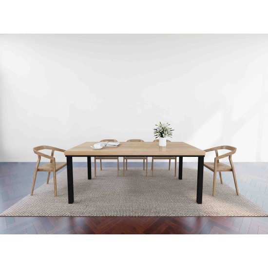 Rustic Industrial Solid Wood Dining Table / Desk / Work Table - Chunky Timber / Steel Legs (4 Corner Legs) - 1.5m (150cm) / 1.8m (180cm) / 2m(200cm) c/w 4 x Black Square Box Legs 4-8 Persons Rustic Industrial Solid Wood Dining Table / Desk / Work Table - Chunky Timber / Steel Legs (4 Corner Legs) - 1.5m (150cm) / 1.8m (180cm) / 2m(200cm) c/w 4 x Black Square Box Legs 4-8 Persons