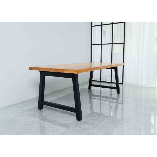 Rustic Solid Wood Rustic Dining Table / Desk / Work Table - Chunky Timber / Black Steel Legs (A-Frame Legs) - 1.5m (150cm) / 1.8m (180cm) / 2m(200cm) c/w Black A-FrameLegs x 2 4-8 Persons - SQUARE EDGE Rustic Solid Wood Rustic Dining Table / Desk / Work Table - Chunky Timber / Black Steel Legs (A-Frame Legs) - 1.5m (150cm) / 1.8m (180cm) / 2m(200cm) c/w Black A-FrameLegs x 2 4-8 Persons - SQUARE EDGE