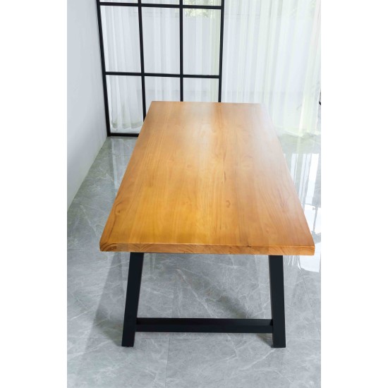 Rustic Solid Wood Rustic Dining Table / Desk / Work Table - Chunky Timber / Black Steel Legs (A-Frame Legs) - 1.5m (150cm) / 1.8m (180cm) / 2m(200cm) c/w Black A-FrameLegs x 2 4-8 Persons - SQUARE EDGE Rustic Solid Wood Rustic Dining Table / Desk / Work Table - Chunky Timber / Black Steel Legs (A-Frame Legs) - 1.5m (150cm) / 1.8m (180cm) / 2m(200cm) c/w Black A-FrameLegs x 2 4-8 Persons - SQUARE EDGE