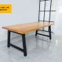 Rustic Solid Wood Rustic Dining Table / Desk / Work Table - Chunky Timber / Black Steel Legs (A-Frame Legs) - 1.5m (150cm) / 1.8m (180cm) / 2m(200cm) c/w Black A-FrameLegs x 2 4-8 Persons - SQUARE EDGE