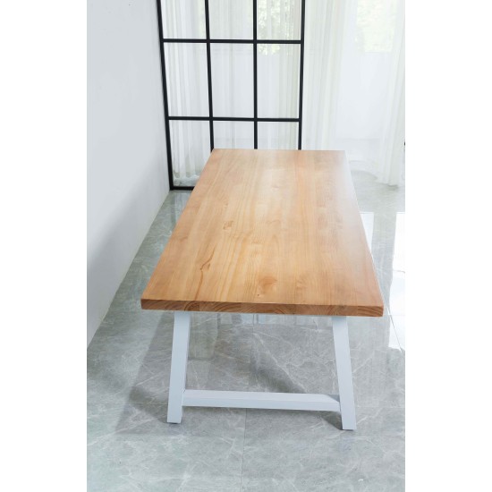 Rustic Solid Wood Industrial Dining Table / Desk / Meeting Table - Chunky Timber / White Steel Legs (A-Frame Legs) - 1.5m (150cm) / 1.8m (180cm) / 2m(200cm) c/w White A-FrameLegs x 2 4-8 Persons - SQUARE EDGE Rustic Solid Wood Industrial Dining Table / Desk / Meeting Table - Chunky Timber / White Steel Legs (A-Frame Legs) - 1.5m (150cm) / 1.8m (180cm) / 2m(200cm) c/w White A-FrameLegs x 2 4-8 Persons - SQUARE EDGE