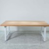 Rustic Solid Wood Industrial Dining Table / Desk / Meeting Table - Chunky Timber / White Steel Legs (A-Frame Legs) - 1.5m (150cm) / 1.8m (180cm) / 2m(200cm) c/w White A-FrameLegs x 2 4-8 Persons - SQUARE EDGE
