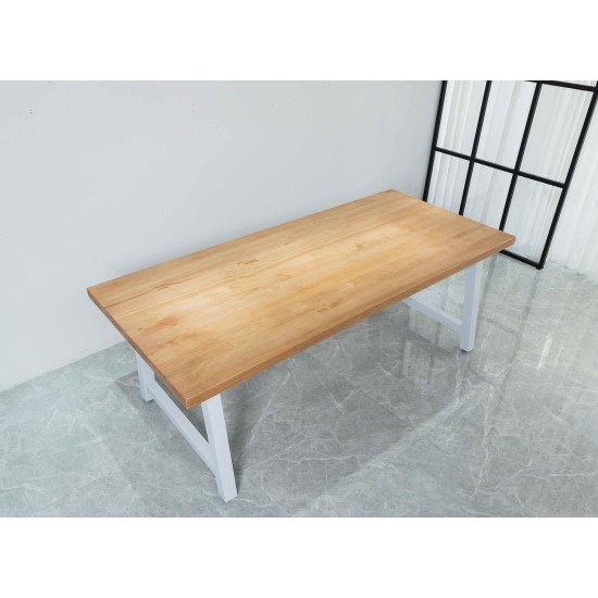 Rustic Solid Wood Industrial Dining Table / Desk / Meeting Table - Chunky Timber / White Steel Legs (A-Frame Legs) - 1.5m (150cm) / 1.8m (180cm) / 2m(200cm) c/w White A-FrameLegs x 2 4-8 Persons - SQUARE EDGE Rustic Solid Wood Industrial Dining Table / Desk / Meeting Table - Chunky Timber / White Steel Legs (A-Frame Legs) - 1.5m (150cm) / 1.8m (180cm) / 2m(200cm) c/w White A-FrameLegs x 2 4-8 Persons - SQUARE EDGE