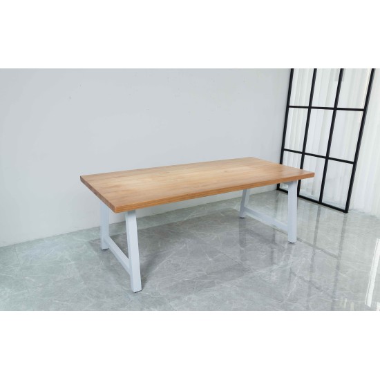 Rustic Solid Wood Industrial Dining Table / Desk / Meeting Table - Chunky Timber / White Steel Legs (A-Frame Legs) - 1.5m (150cm) / 1.8m (180cm) / 2m(200cm) c/w White A-FrameLegs x 2 4-8 Persons - SQUARE EDGE Rustic Solid Wood Industrial Dining Table / Desk / Meeting Table - Chunky Timber / White Steel Legs (A-Frame Legs) - 1.5m (150cm) / 1.8m (180cm) / 2m(200cm) c/w White A-FrameLegs x 2 4-8 Persons - SQUARE EDGE