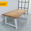 Rustic Solid Wood Industrial Dining Table / Desk / Meeting Table - Chunky Timber / White Steel Legs (A-Frame Legs) - 1.5m (150cm) / 1.8m (180cm) / 2m(200cm) c/w White A-FrameLegs x 2 4-8 Persons - SQUARE EDGE