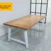 Rustic Solid Wood Industrial Dining Table / Desk / Meeting Table - Chunky Timber / White Steel Legs (A-Frame Legs) - 1.5m (150cm) / 1.8m (180cm) / 2m(200cm) c/w White A-FrameLegs x 2 4-8 Persons - SQUARE EDGE