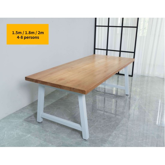 Rustic Solid Wood Industrial Dining Table / Desk / Meeting Table - Chunky Timber / White Steel Legs (A-Frame Legs) - 1.5m (150cm) / 1.8m (180cm) / 2m(200cm) c/w White A-FrameLegs x 2 4-8 Persons - SQUARE EDGE Rustic Solid Wood Industrial Dining Table / Desk / Meeting Table - Chunky Timber / White Steel Legs (A-Frame Legs) - 1.5m (150cm) / 1.8m (180cm) / 2m(200cm) c/w White A-FrameLegs x 2 4-8 Persons - SQUARE EDGE