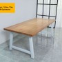 Rustic Solid Wood Industrial Dining Table / Desk / Meeting Table - Chunky Timber / White Steel Legs (A-Frame Legs) - 1.5m (150cm) / 1.8m (180cm) / 2m(200cm) c/w White A-FrameLegs x 2 4-8 Persons - SQUARE EDGE