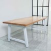 Rustic Solid Wood Industrial Dining Table / Desk / Meeting Table - Chunky Timber / White Steel Legs (A-Frame Legs) - 1.5m (150cm) / 1.8m (180cm) / 2m(200cm) c/w White A-FrameLegs x 2 4-8 Persons - SQUARE EDGE